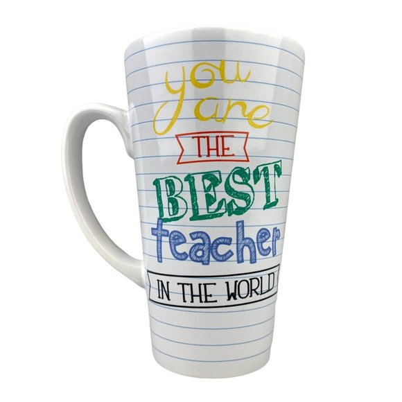 Coffee Mug Cup You Are the Best Teacher Tall Oversized Notebook Paper Pattern - Picture 2 of 7